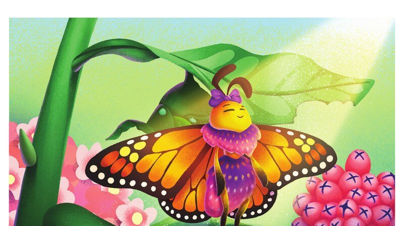 Maya the monarch butterfly standing on a leaf